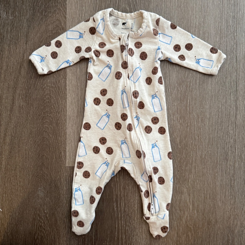 Monica + Andy Footed Sleeper Unisex Newborn Milk and Cookies Organic Cotton